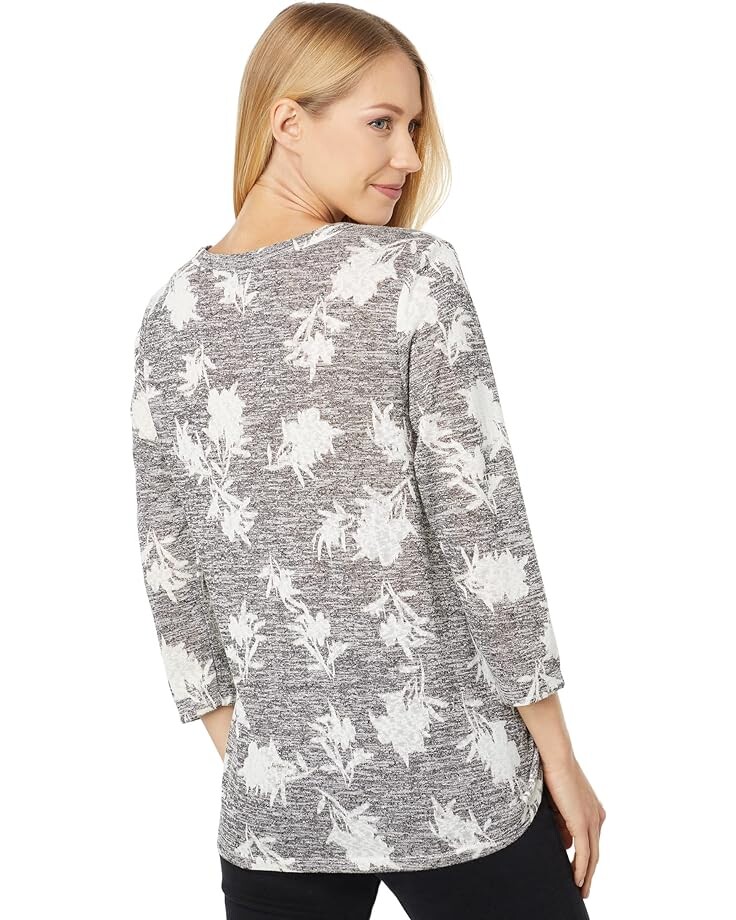 

Топ Bobeau Caty 3/4 Sleeve Side Tie Top, цвет Black/Ivory