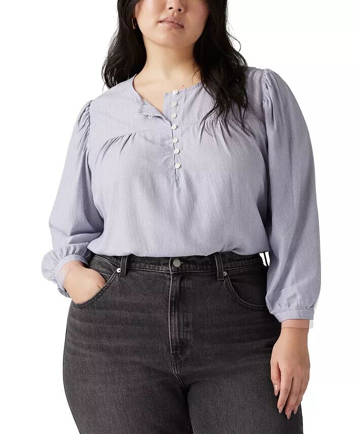 

Модная блузка в полоску с рукавами 3/4 больших размеров Halsey Levi's, синий