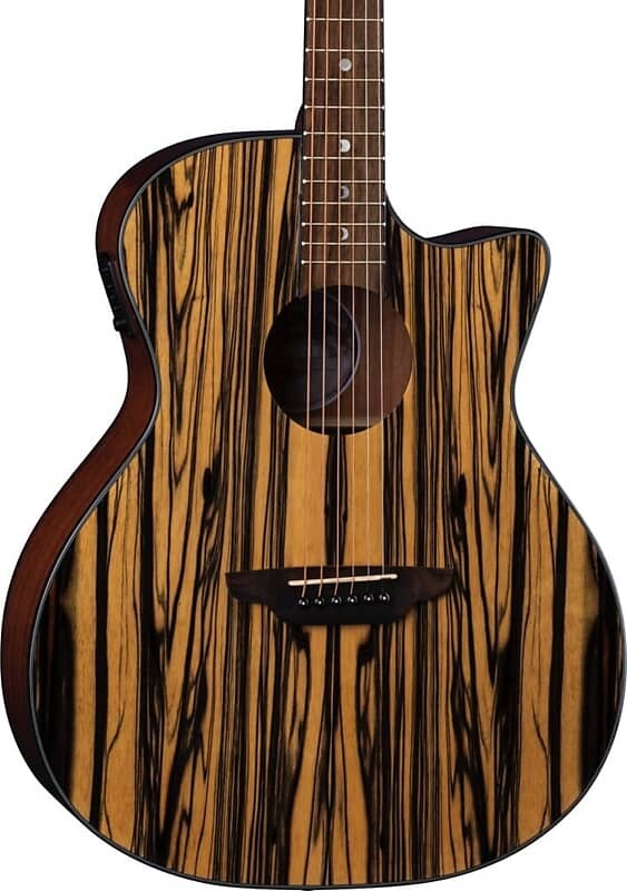 

Акустическая гитара Luna Gypsy Exotic Black/White Ebony Acoustic-Electric Guitar, Gloss Natural