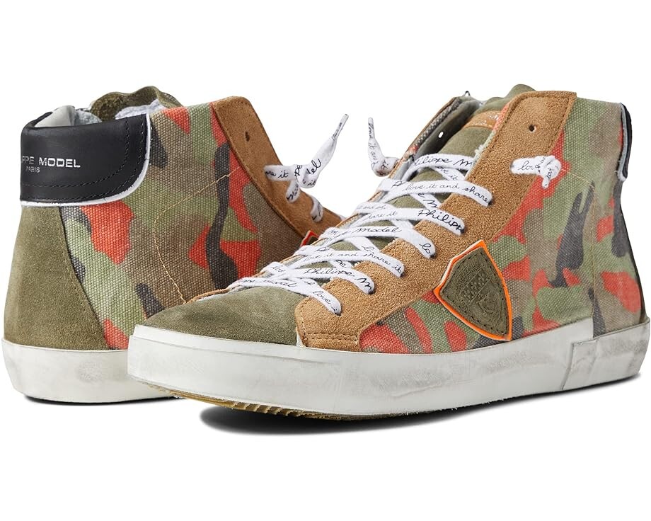 

Кроссовки Philippe Model PRSX High Top Sneaker, цвет Camouflage/Orange Cognac