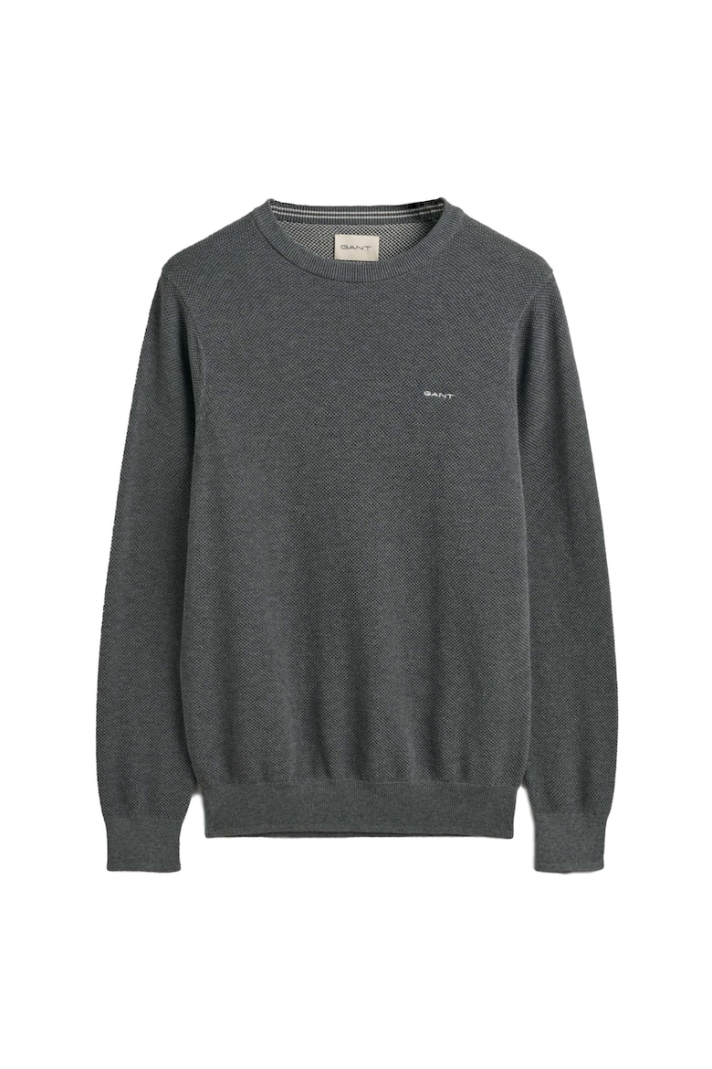 цена Хлопковый свитер с овальным вырезом Gant, серый