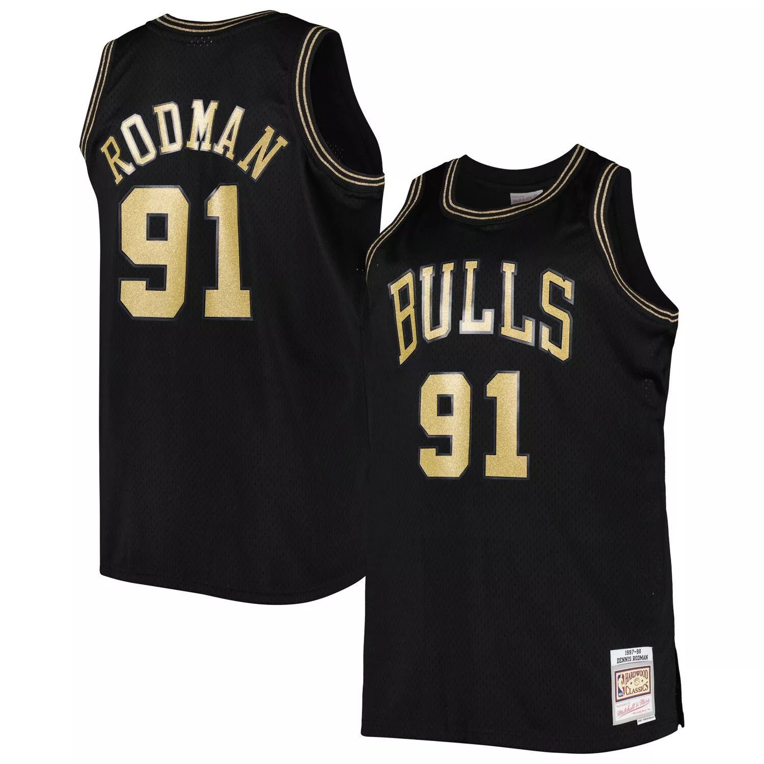 

Мужская черная майка Mitchell & Ness Dennis Rodman Chicago Bulls Team Big & Tall Hardwood Classics 1997-98 Swingman