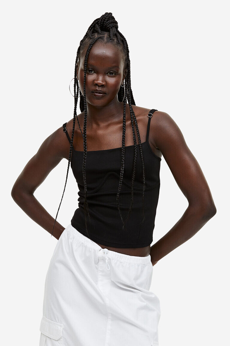 

Топ корсетного типа с бретелями H&M, черный
