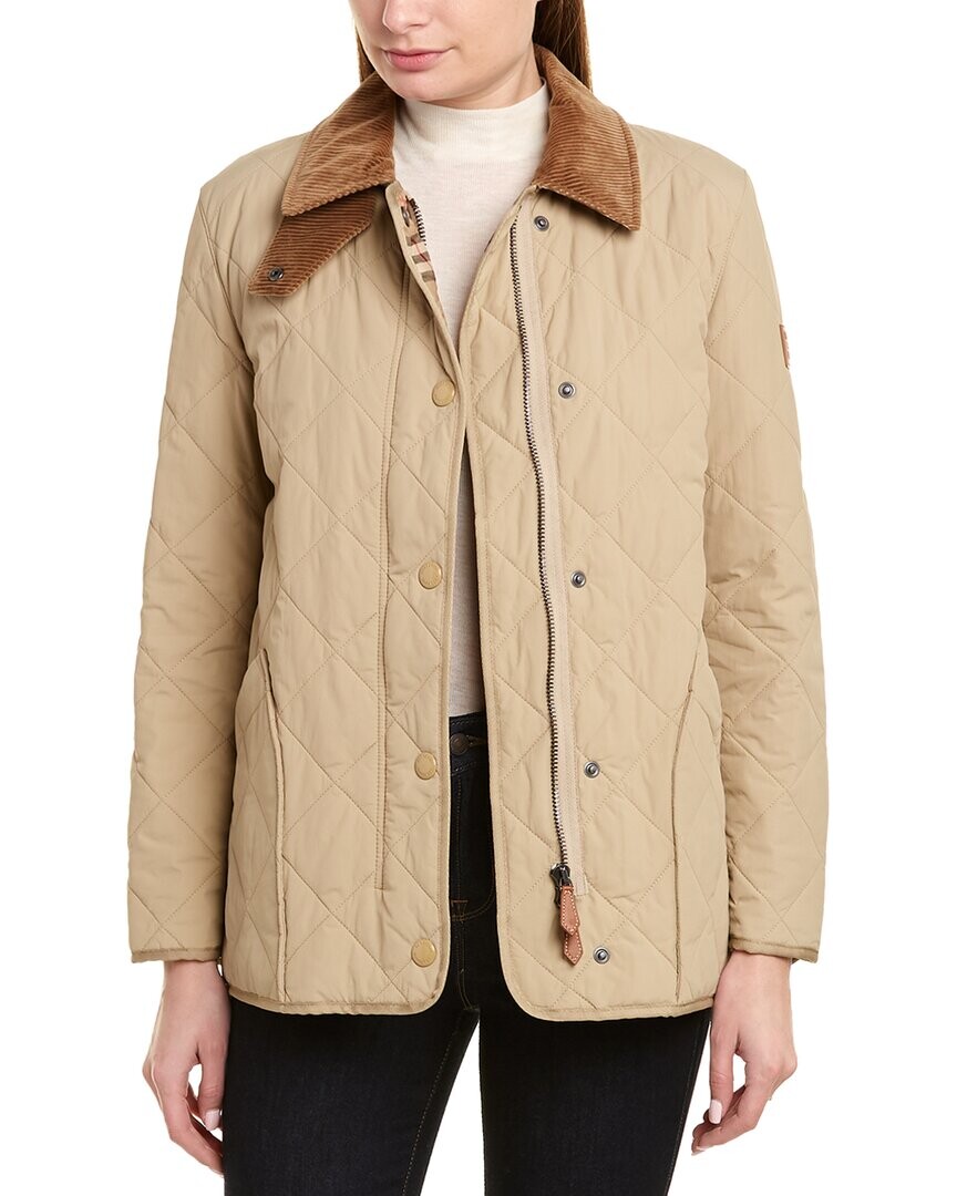 

Стеганая терморегулируемая куртка Burberry с бриллиантами, бежевый