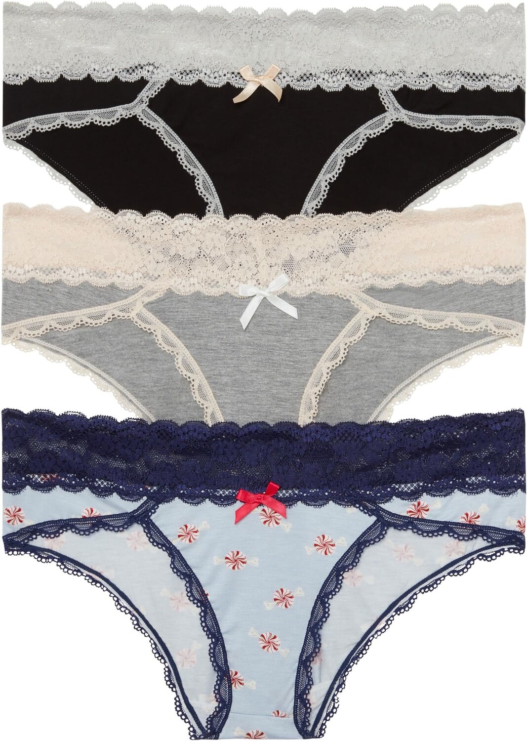 

Набор из трех хипстерских вещей Ahna Honeydew Intimates, цвет Black/Heather Grey/Frost Candy