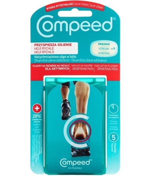 

Compeed, пластырь от волдырей на пятках для активных людей, средний, 5 шт