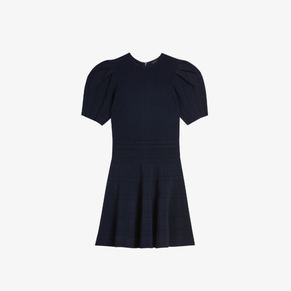

Бархатное мини-платье из эластичной ткани с пышными рукавами Ted Baker, темно-синий
