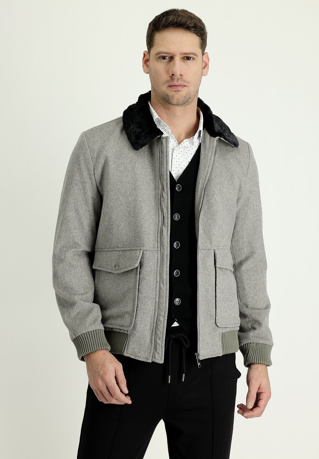 

Куртка-бомбер FUR HOODED SLIM FIT Kigili, цвет light brown melange