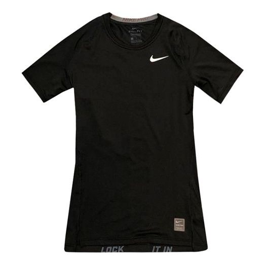 Футболка Nike Pro Men's Sports Running Fitness Training Tight Stretch Breathable Short-sleeved Black, черный