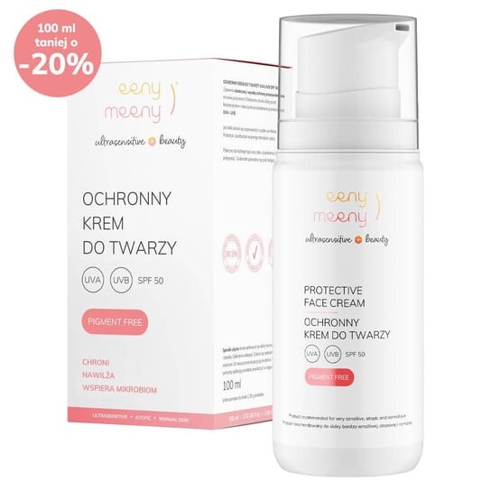 

Большой крем с фильтром UVA UVB SPF 50 Eeny Meeny, без пигмента 100 мл