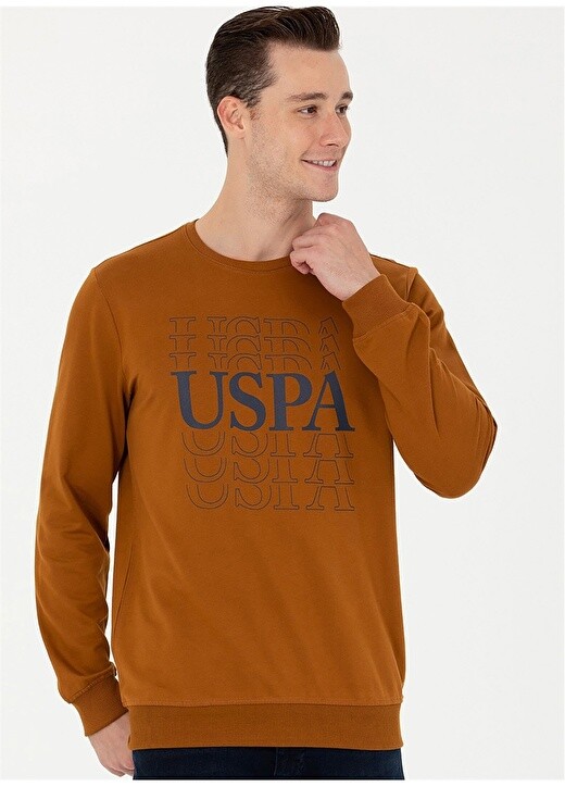 

Горчичный мужской свитшот с круглым вырезом U.S. Polo Assn., Желтый