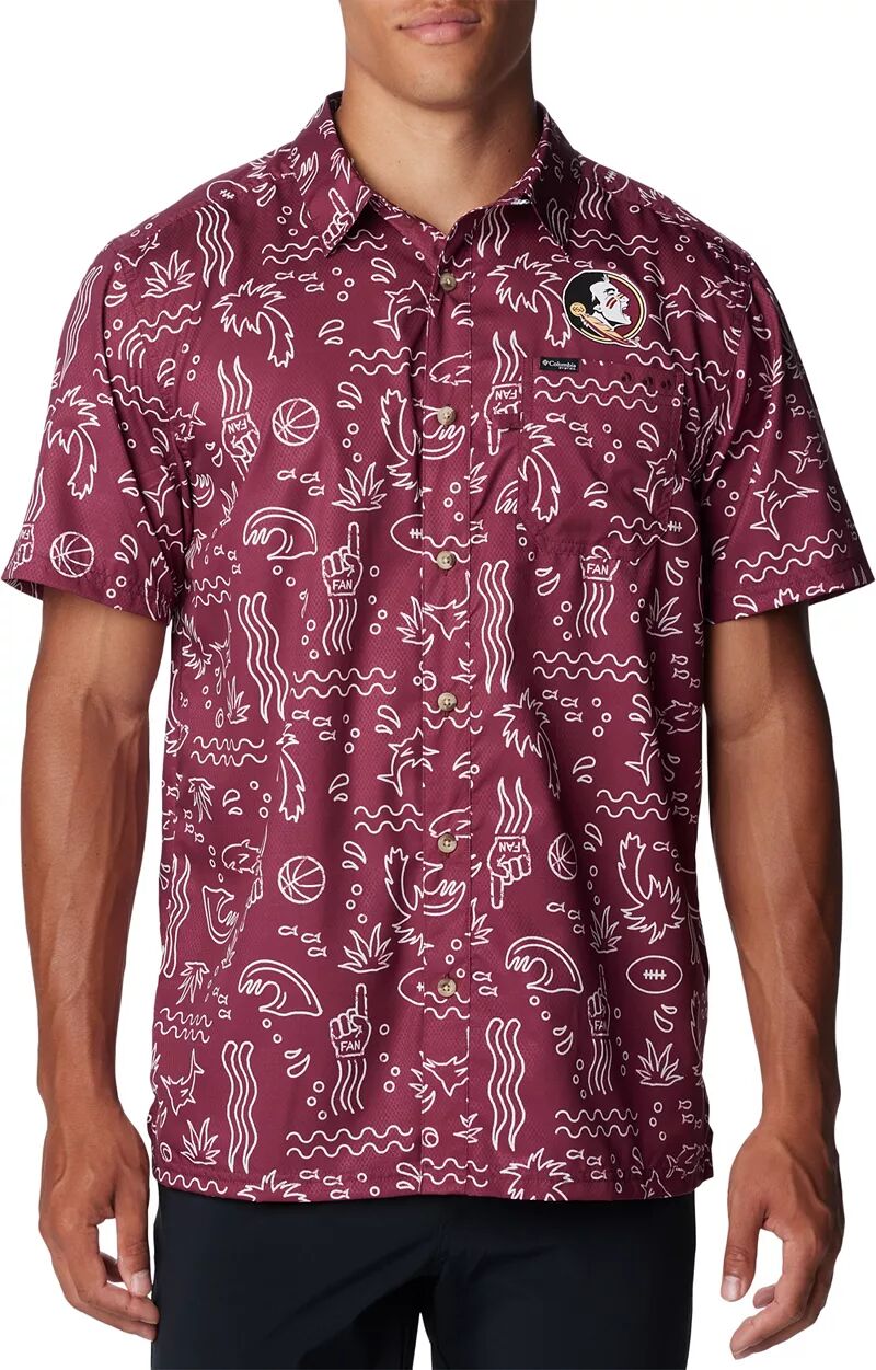 Мужская рубашка на пуговицах с гранатом и гранатом, супер свободная рубашка Columbia State Florida State Seminoles