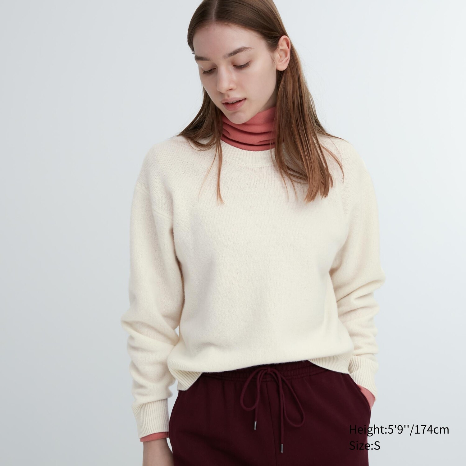 

Джемпер Uniqlo женский из шерсти ягненка с круглым вырезом, молочный