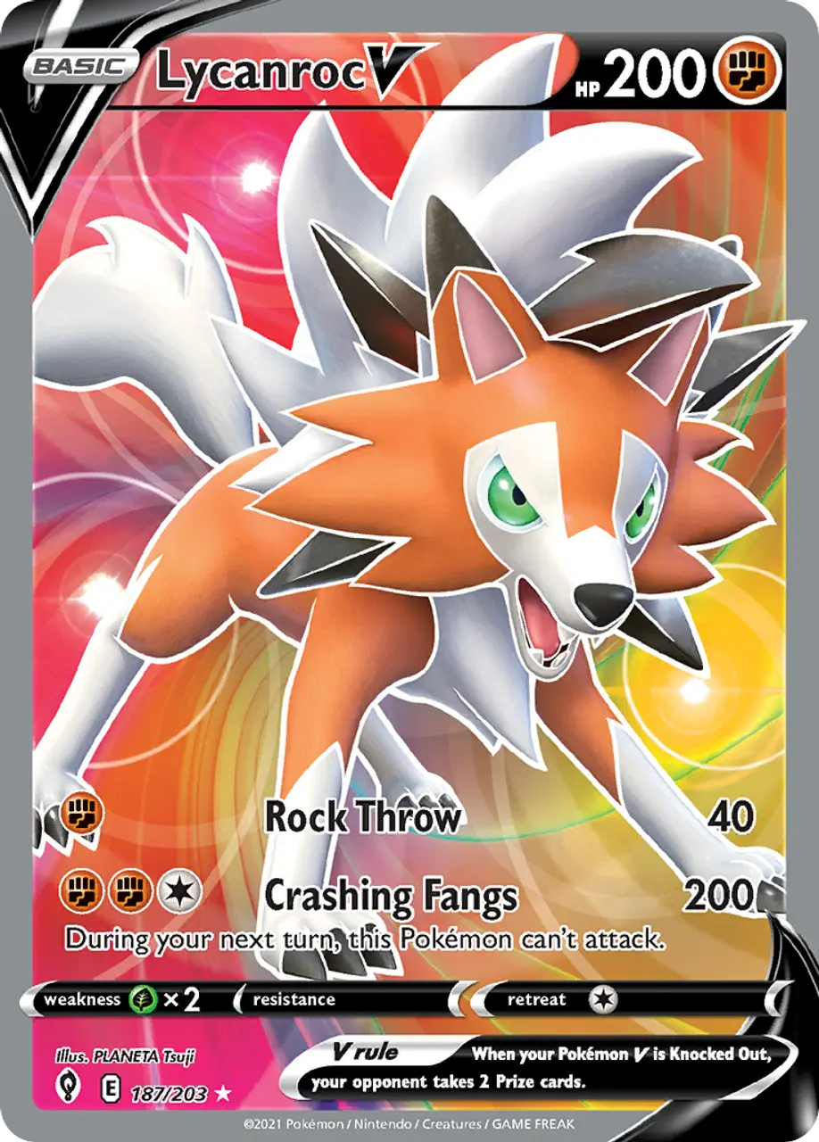 

Карточная игра Lycanroc V 187/203 - Evolving Skies Holofoil