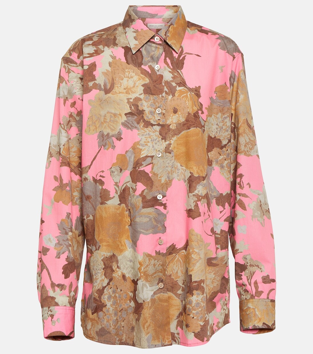 

Рубашка из хлопкового поплина с принтом clavelly Dries Van Noten, мультиколор