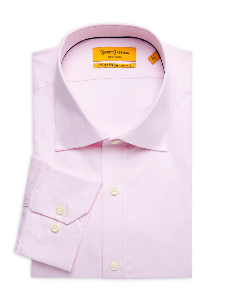 Классическая рубашка с текстурированной отделкой современного кроя Hickey Freeman, розовый