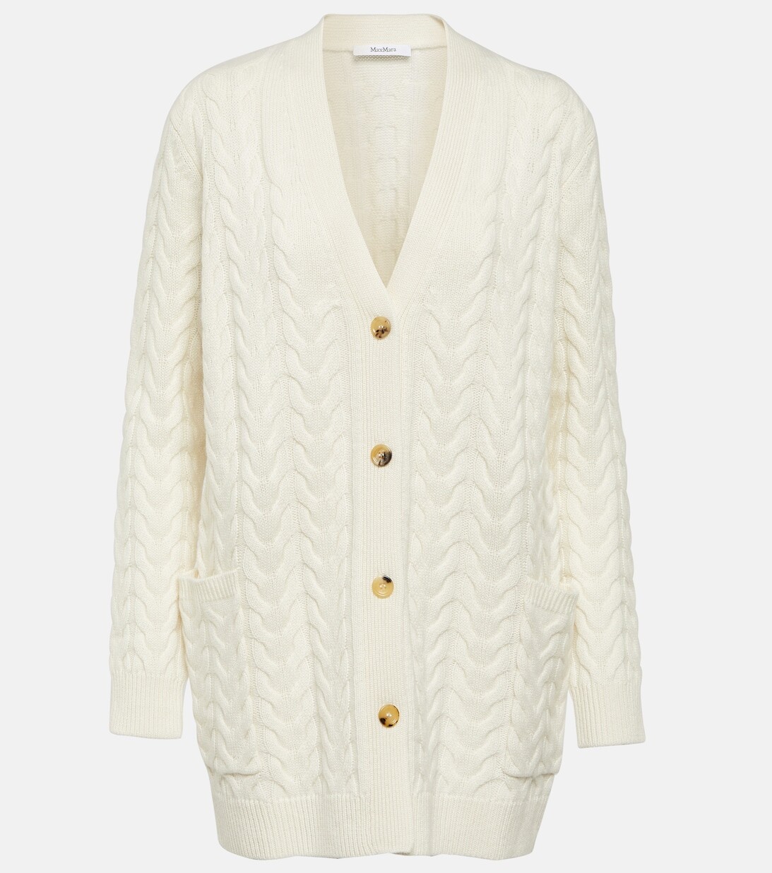 

Кашемировый кардиган Brioso фактурной вязки MAX MARA, белый
