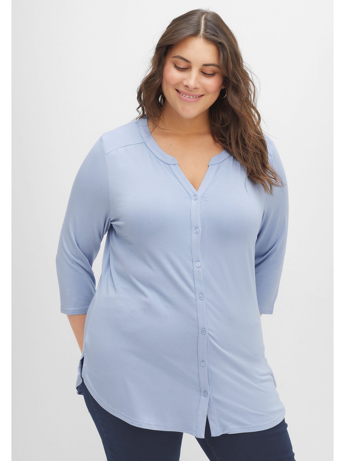 

Футболка sheego bluse, цвет mittelblau