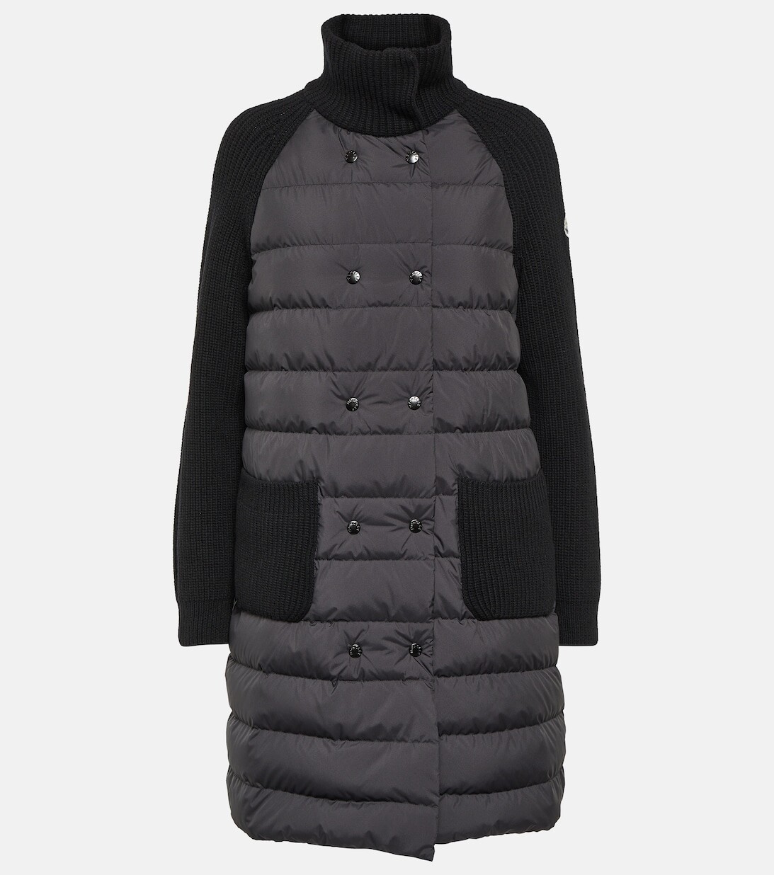 

Пуховик с отделкой из шерсти MONCLER, черный