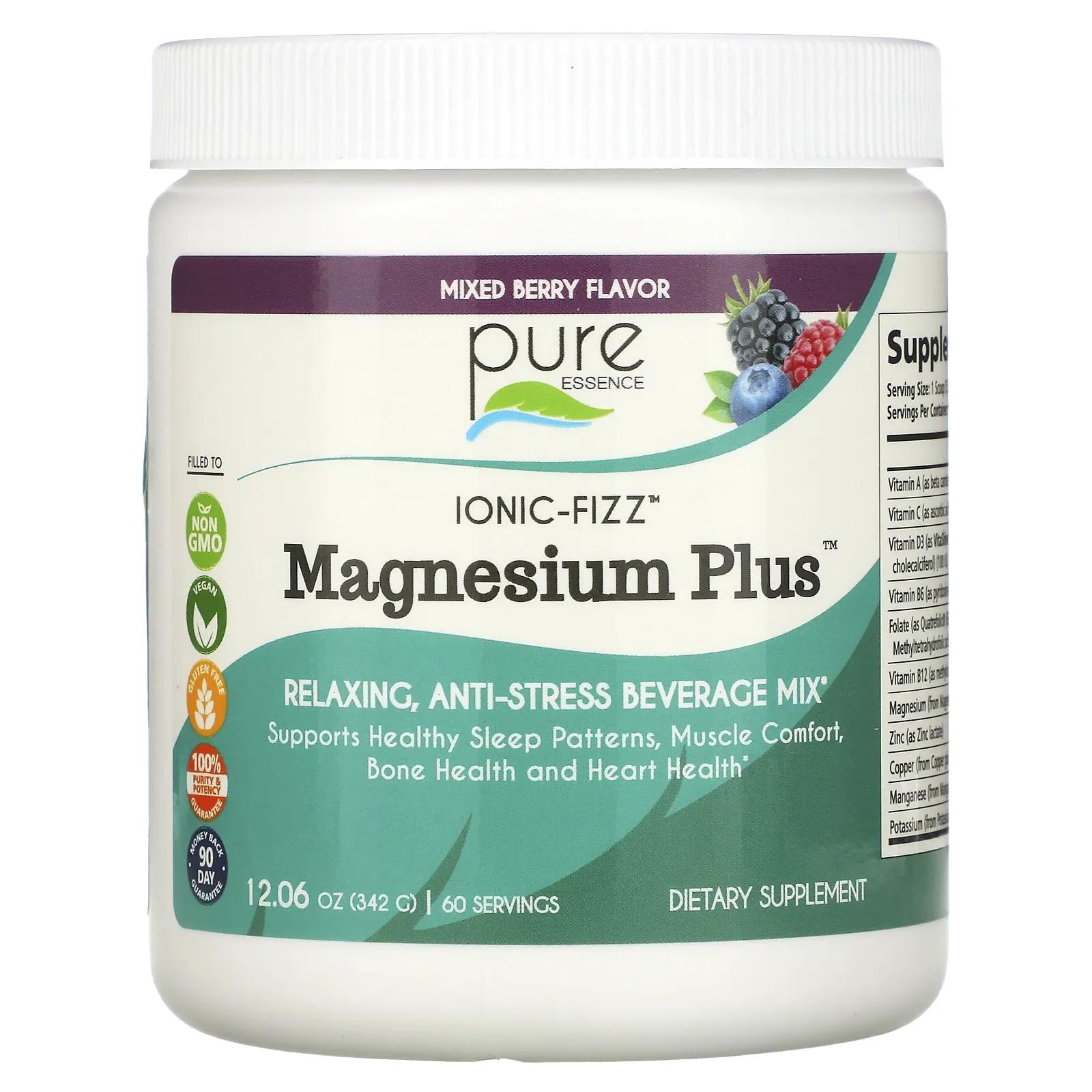цена Pure Essence Ionic-Fizz Magnesium Plus ягодная смесь 12,06 унций (342 г)