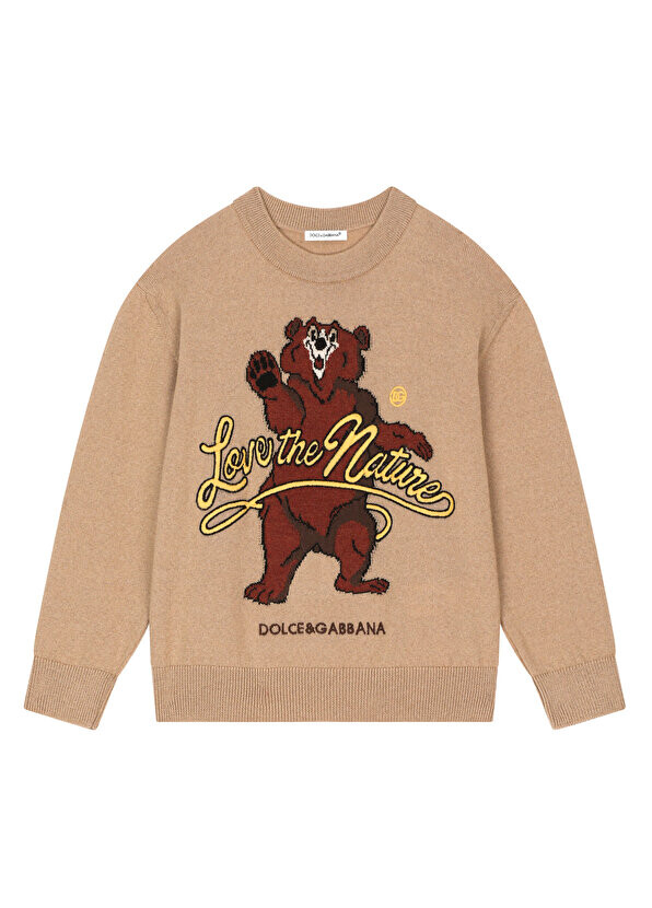 

Бежевый шерстяной свитер с логотипом для мальчика Dolce&Gabbana