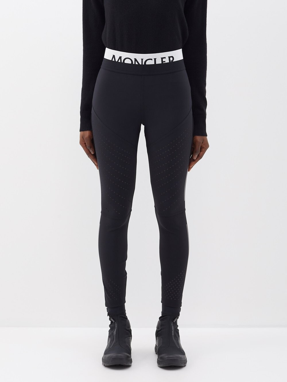 

Леггинсы из джерси с логотипом на поясе Moncler, черный