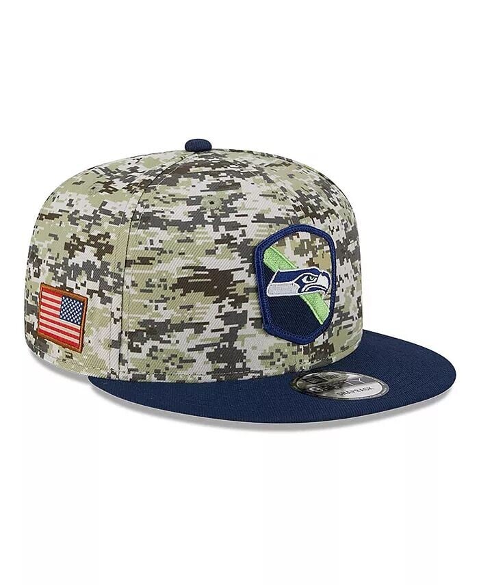 

Мужская камуфляжная бейсболка College Navy Seattle Seahawks 2023 Salute To Service 9FIFTY Snapback New Era, зеленый