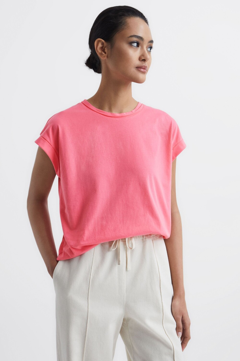

Футболка Tereza из хлопкового джерси Reiss, розовый