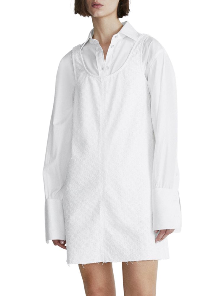 Твидовое мини-платье прямого кроя Kimmie Rag & Bone, белый