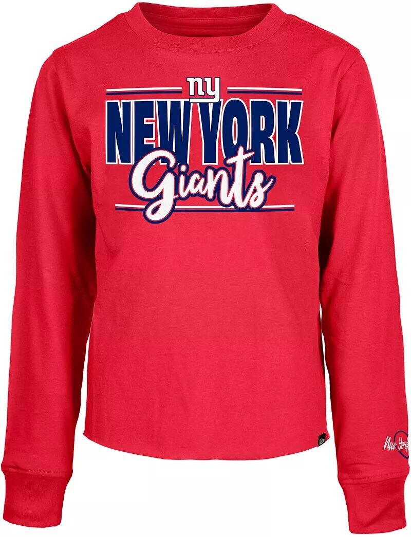 

Красная футболка с длинными рукавами и надписью New Era Little Kids New York Giants