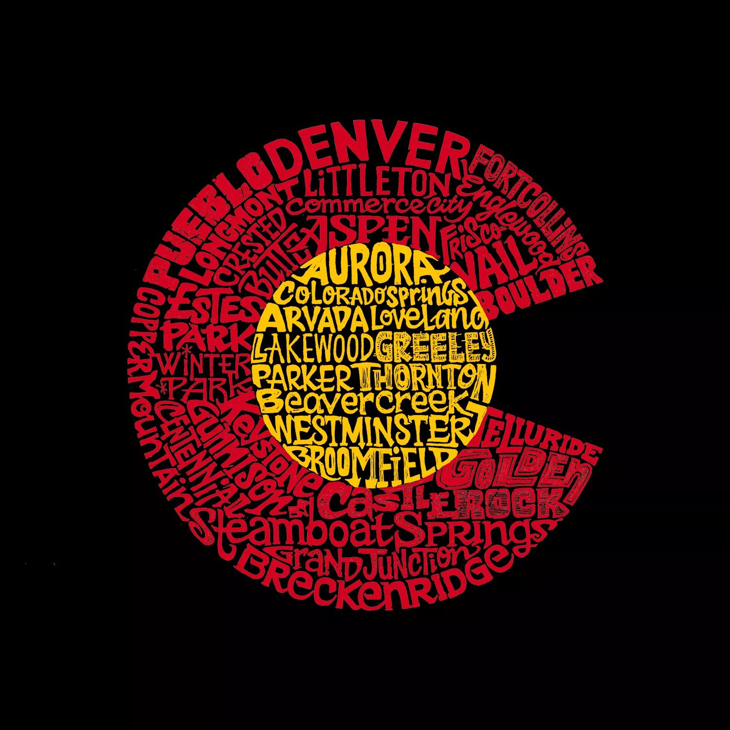 Colorado — мужская толстовка с круглым вырезом Word Art LA Pop Art