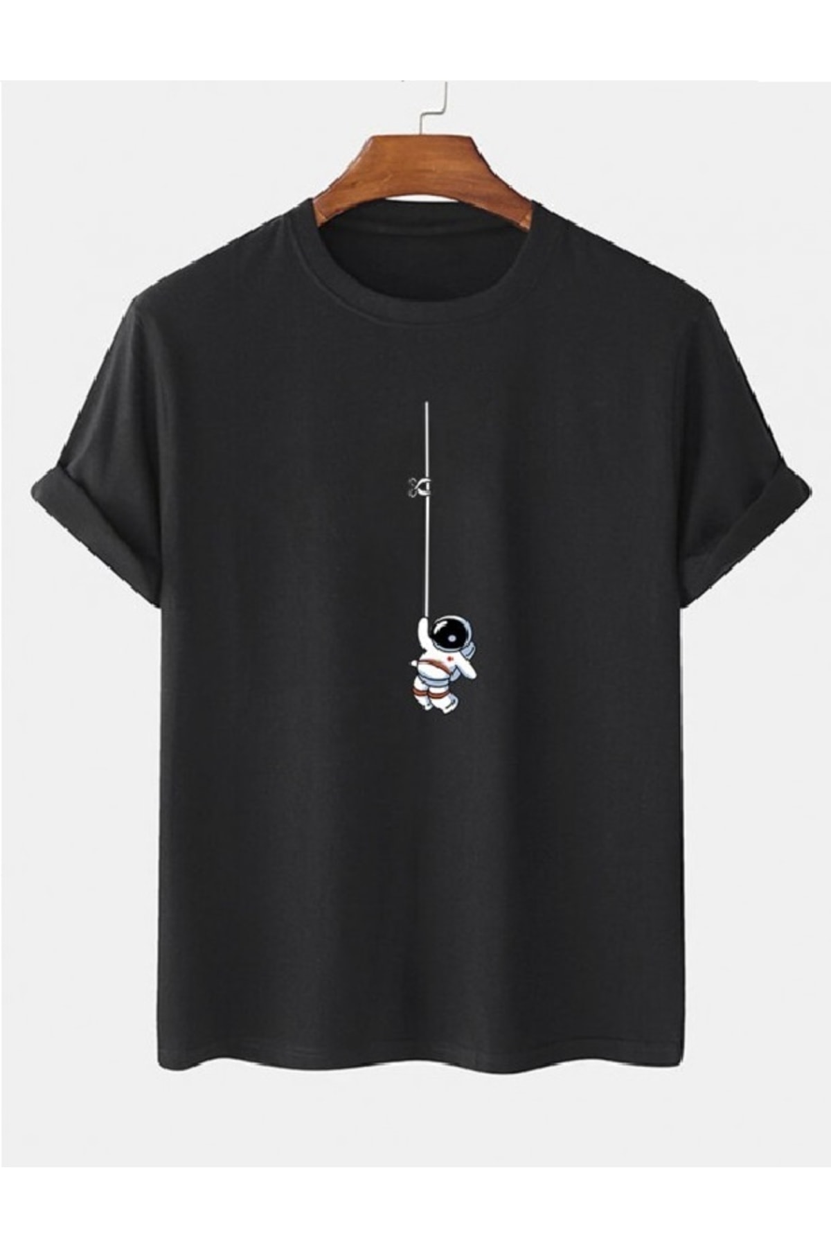 Черная футболка унисекс с принтом «Астронавт» оверсайз MOONBULL, черный