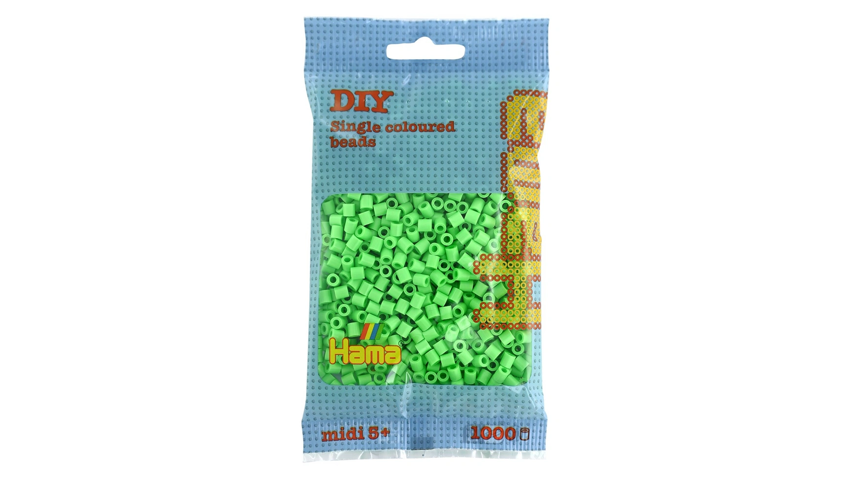 цена Гладильный бисер миди5+ сумка с бисером пастельно-зеленый 1000 штук Hama Perlen