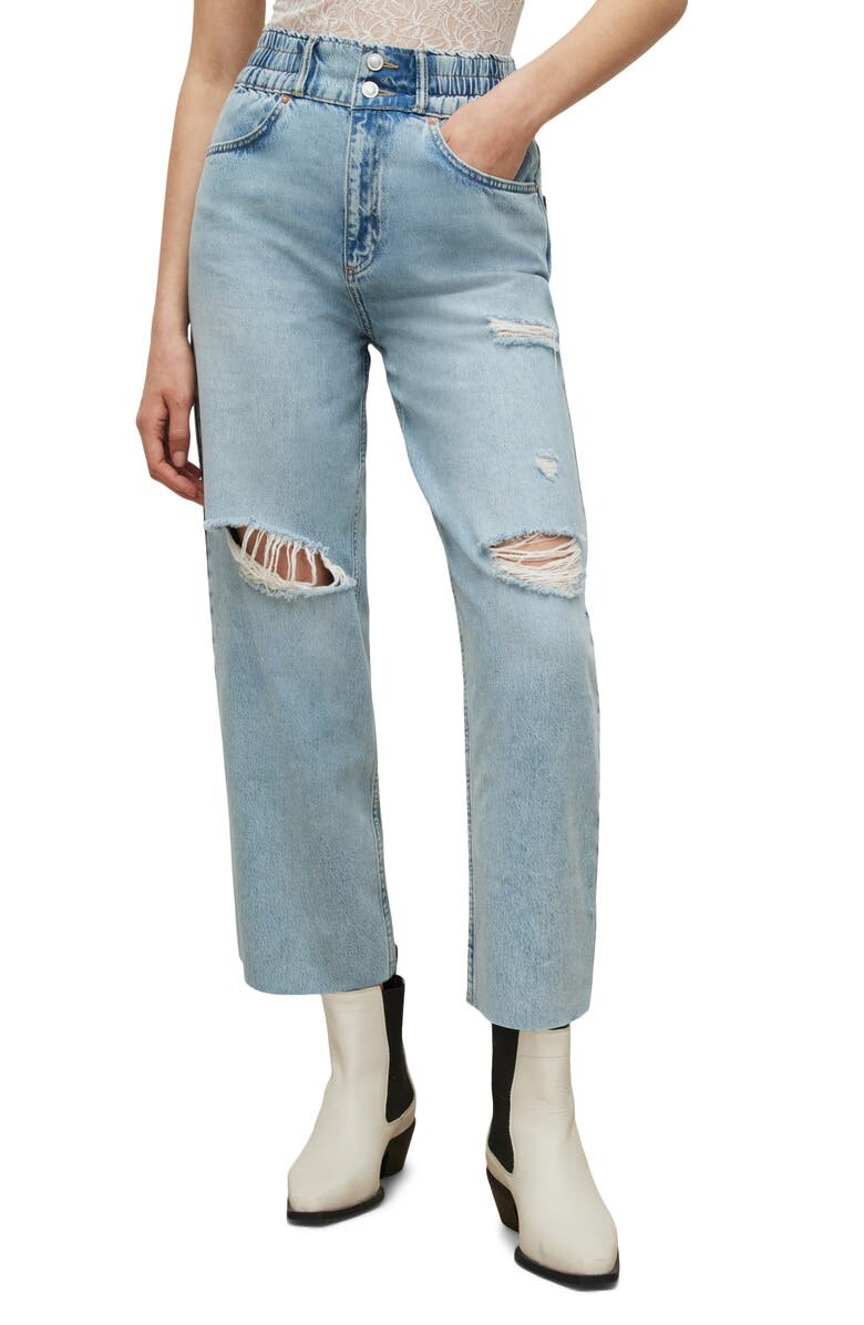 

Рваные джинсы прямого кроя до щиколотки Hailey с высокой талией ALLSAINTS