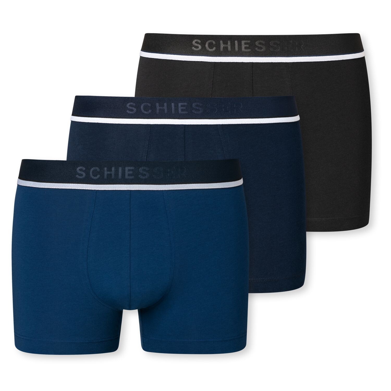 

Боксеры Schiesser Boxershorts 3 шт, цвет Schwarz / Navy / Blau