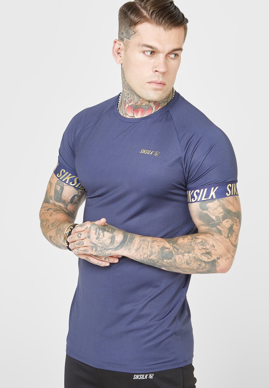 Базовая футболка SIKSILK, цвет navy