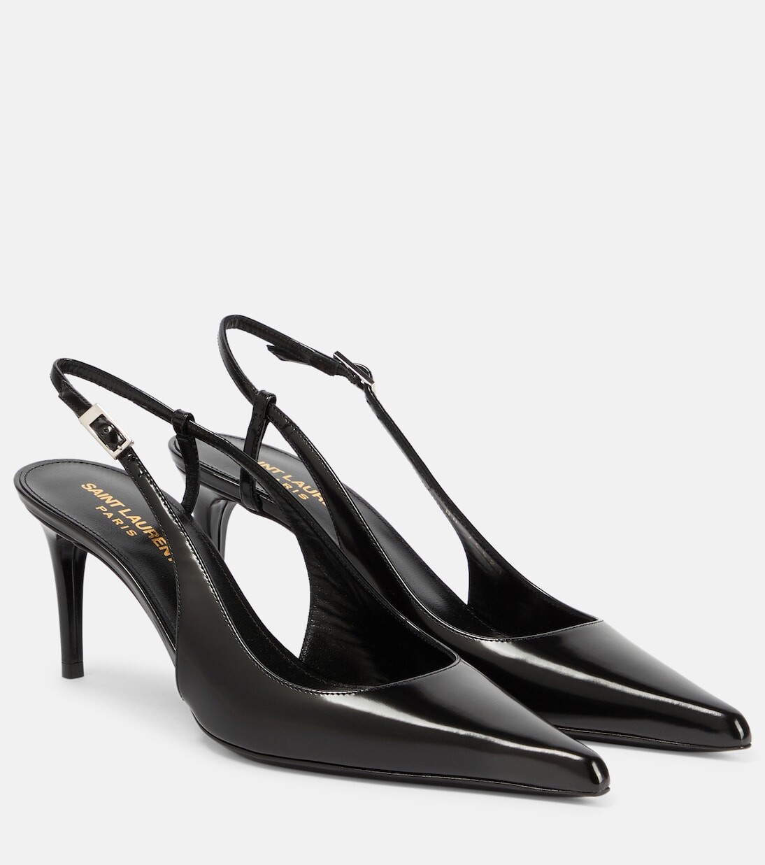 

Кожаные туфли vendome 70 с пяткой на пятке Saint Laurent, черный