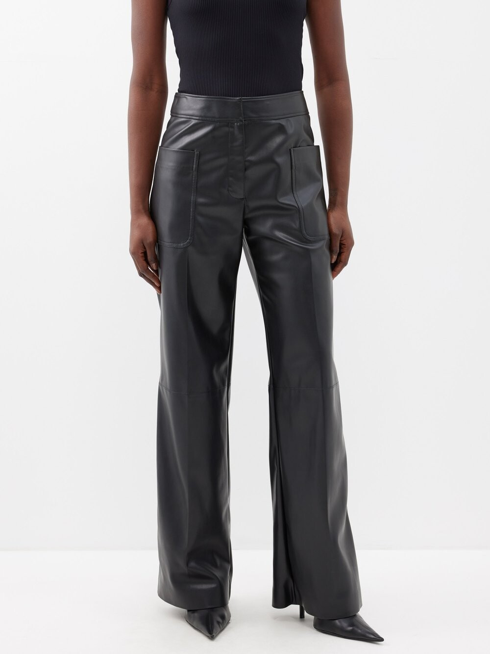 

Широкие брюки из искусственной кожи Stella McCartney, черный