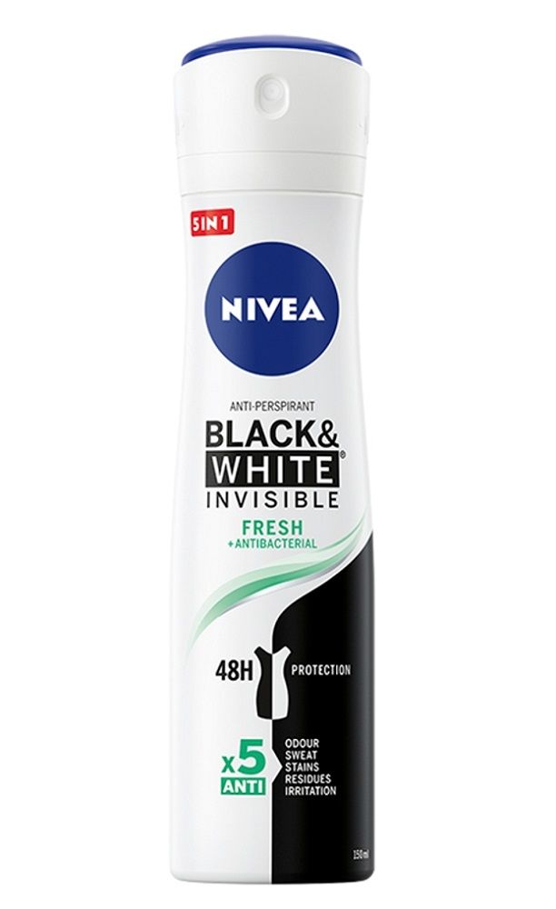 nivea invisible black Nivea Black&White Invisible Fresh антиперспирант для женщин, 150 ml