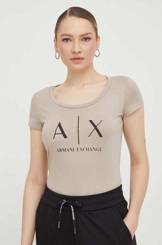 

Хлопковая футболка Armani Exchange, бежевый