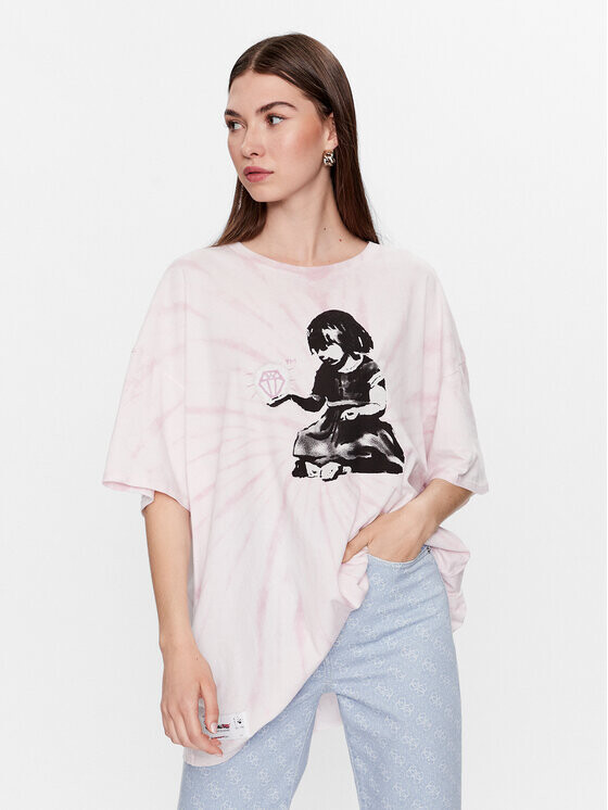 

Футболка оверсайз Guess, фиолетовый