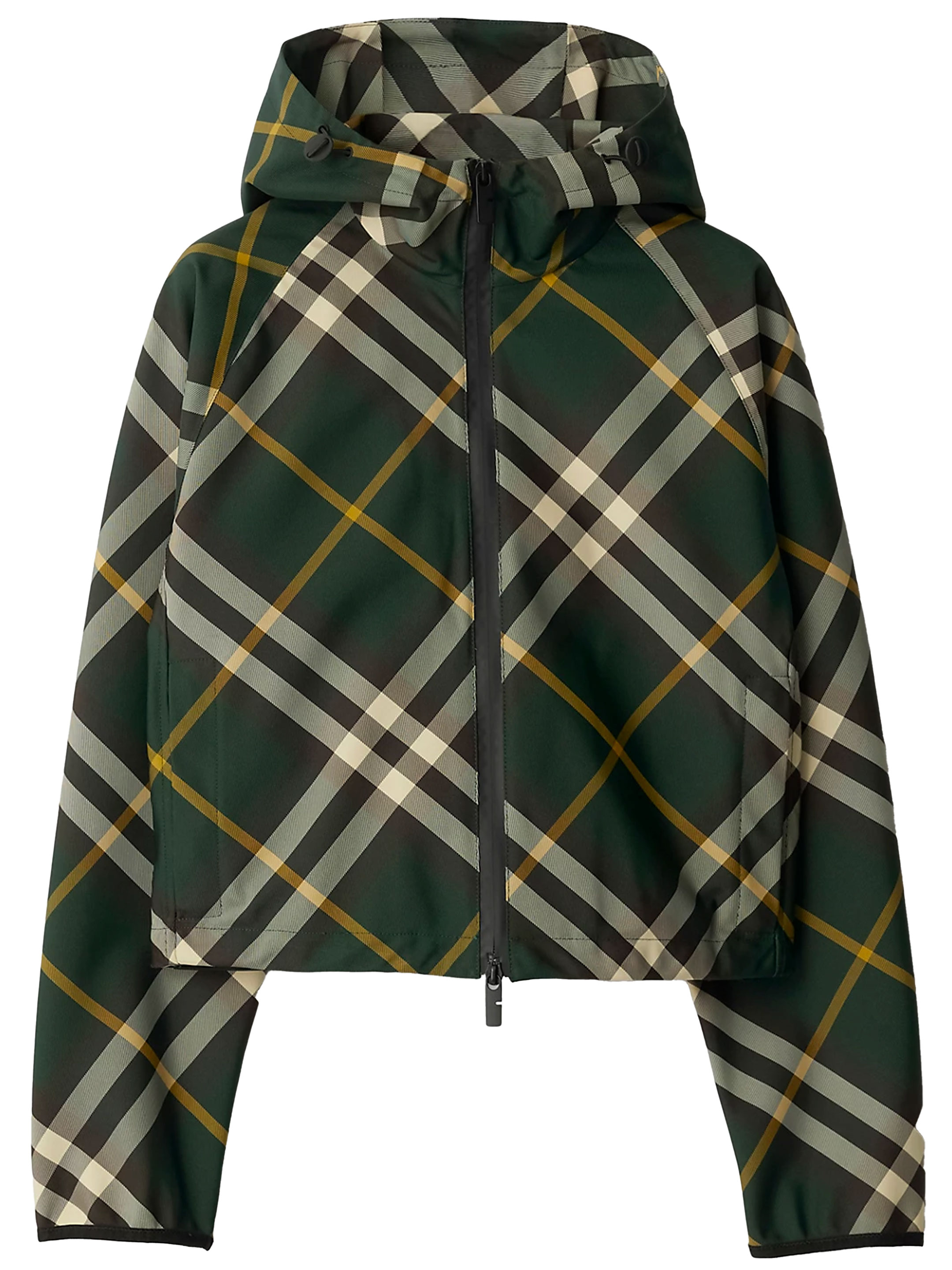 коричневая двусторонняя куртка в клетку burberry Куртка Burberry Check cropped lightweight, зеленый
