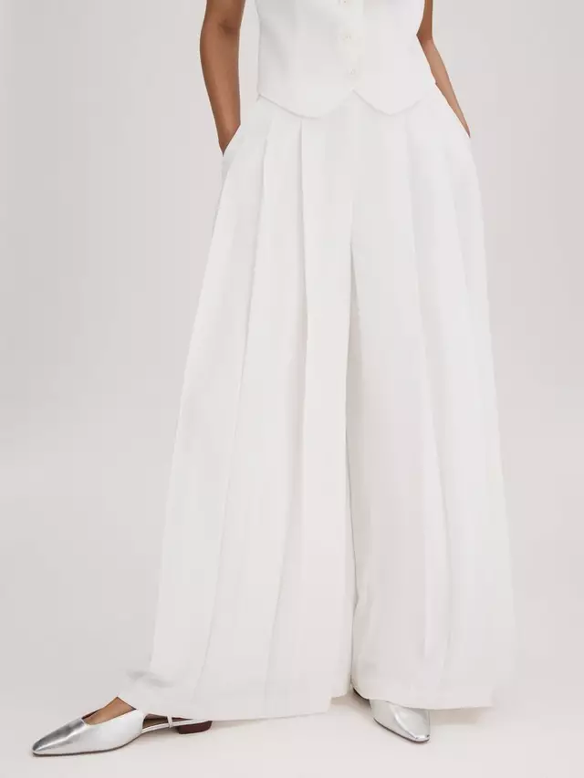 

Брюки FLORERE Deep Pleat Extra Wide Leg, слоновая кость