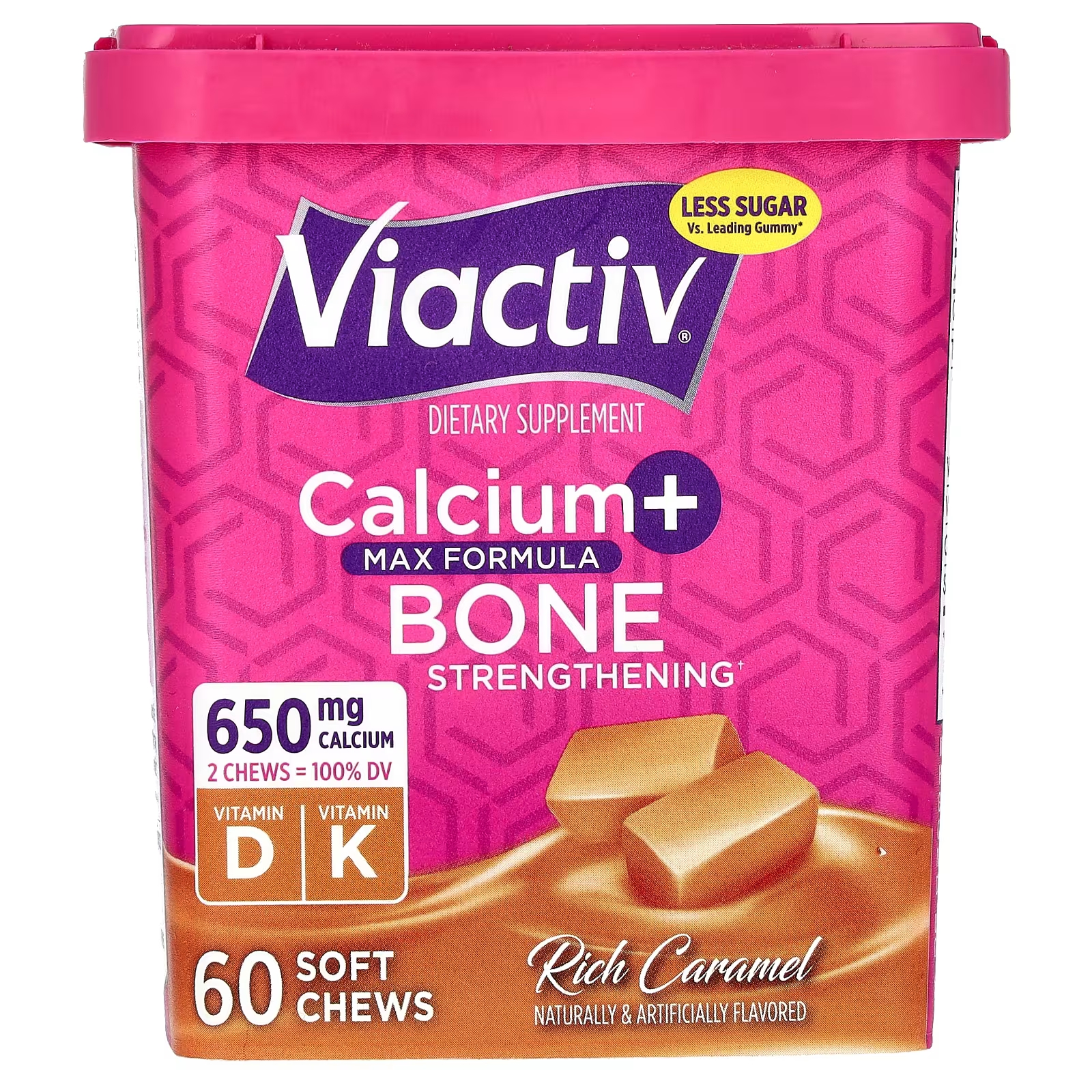 Кальций Viactiv + укрепление костей Max Formula Rich Caramel, 60 мягких жевательных таблеток цена и фото