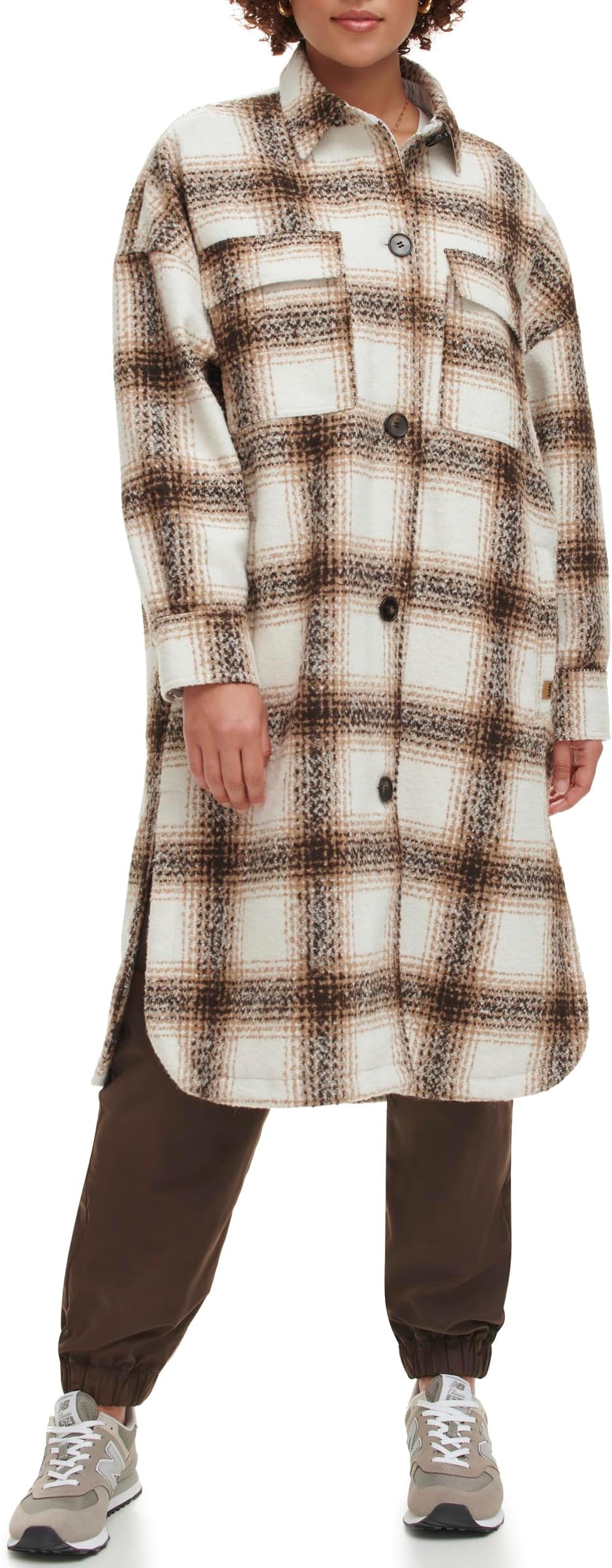 Куртка Long Length Wool Blend Shirt Jacket Levi's, цвет Brown Plaid