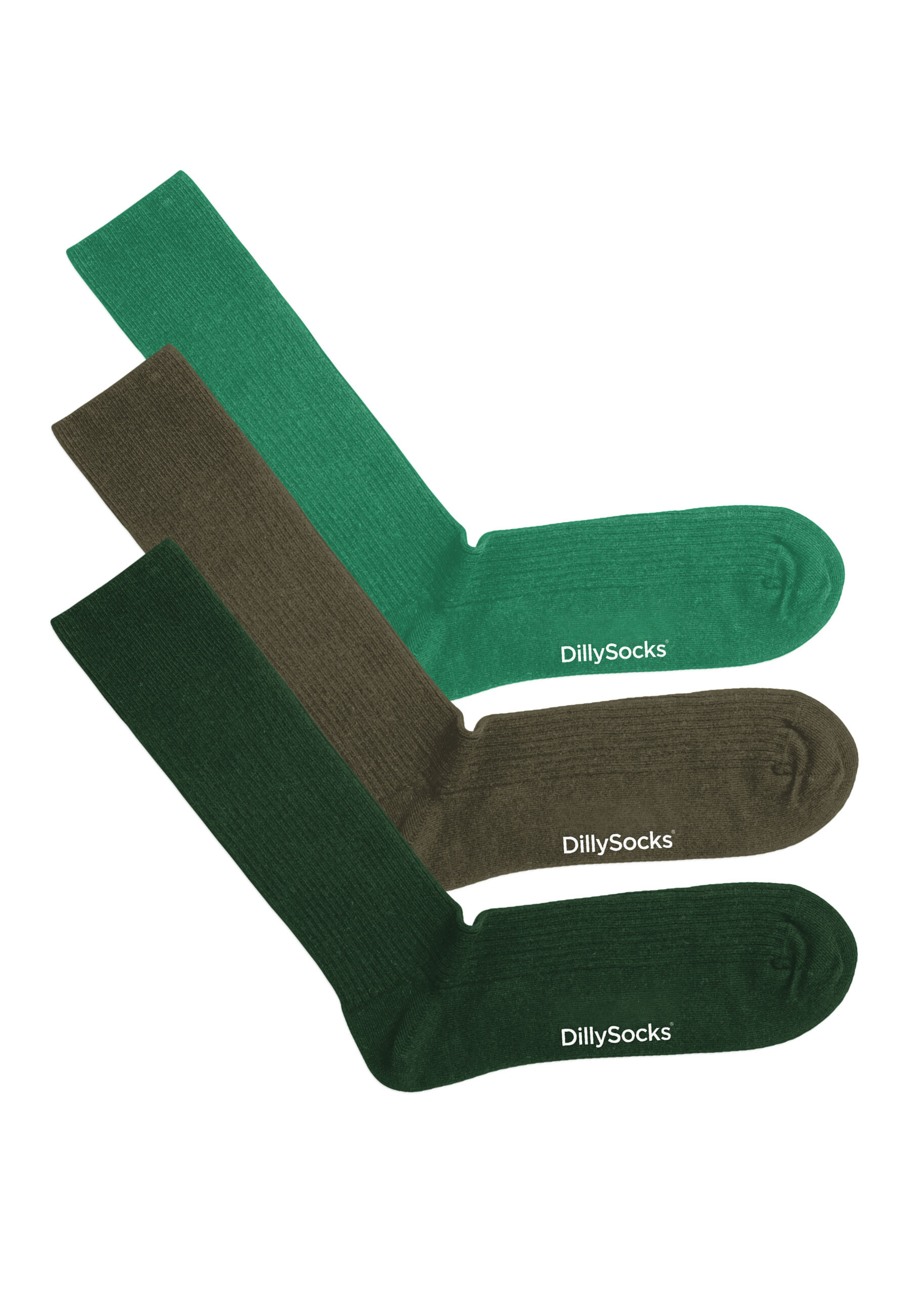 Носки DillySocks 3 шт Premium Ribbed, цвет Ribbed Greenery
