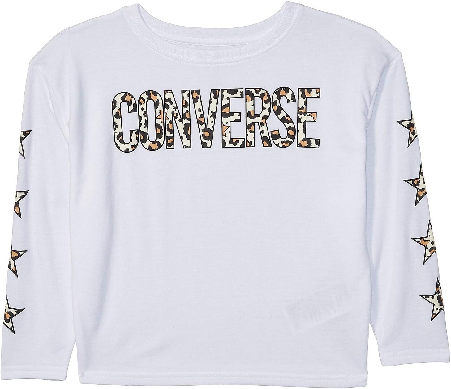 

Топ Converse Leopard Star Logo Long Sleeve Dolman Top, белый