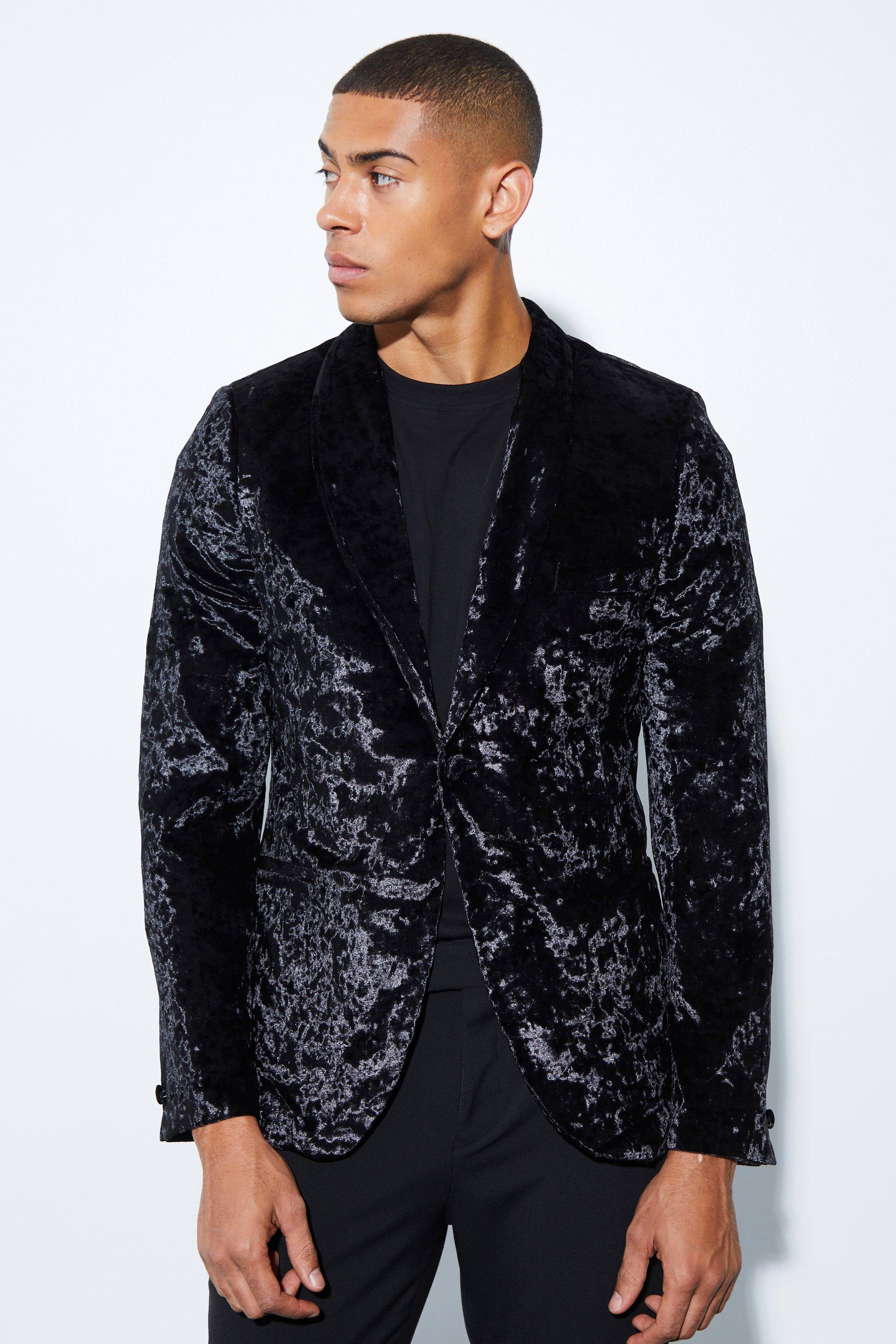 Узкий бархатный пиджак Boohoo, черный цена и фото