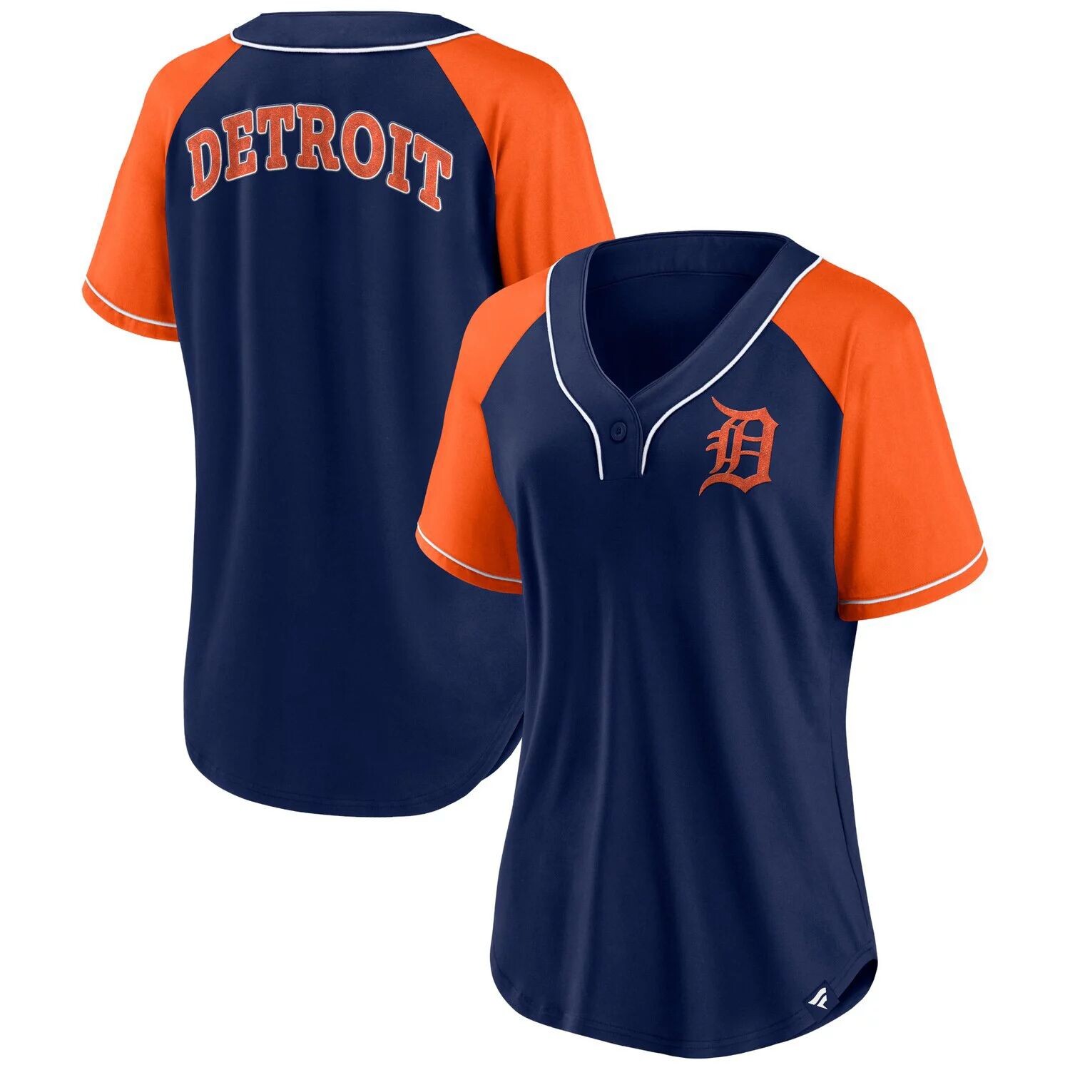 

Женская темно-синяя футболка с логотипом Fanatics Detroit Tigers Ultimate Style реглан с v-образным вырезом Fanatics, Синий