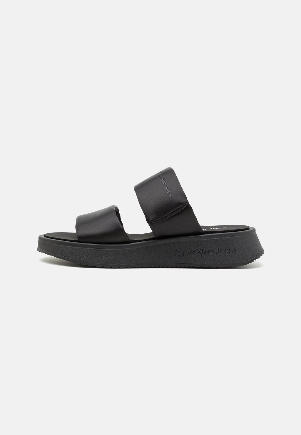 Мюли на плоской подошве SLIDE DOUBLE STRAP Calvin Klein Jeans, цвет black туфли мюли на плоской подошве slide monogram calvin klein jeans цвет vibrant orange bright white